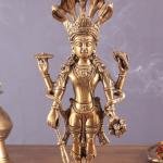 Pure Brass Resting Ganesha Statue | 11" x 5" x 3.4" (28 x 12.7 x 8.6 cm) | 2 kg Nepalese Style Art | Serene Divine Murti